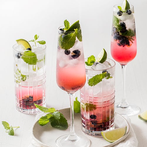Blueberry mojito mocktail