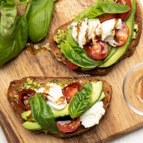 avocado caprese toast
