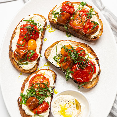 Whipped feta and tomato bruschetta