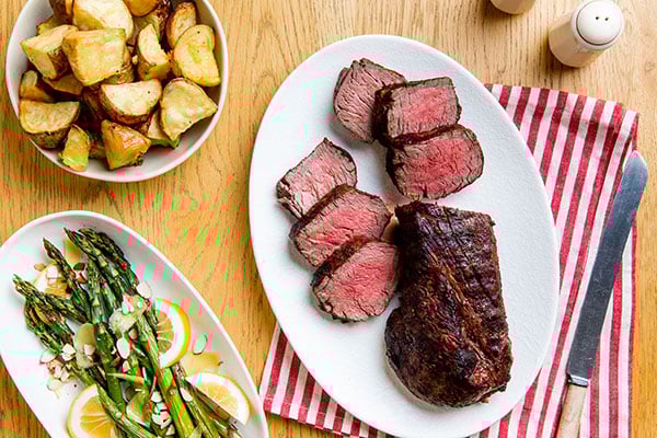Deliciously cooked whole beef eye fillet