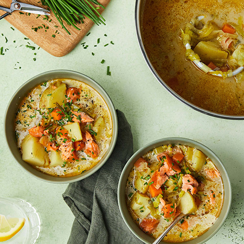 Smoked Salmon leek and potato soup