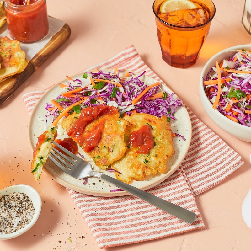 Courgette and haloumi fritters