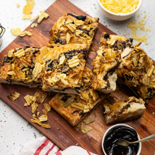 Marmite and cheese focaccia