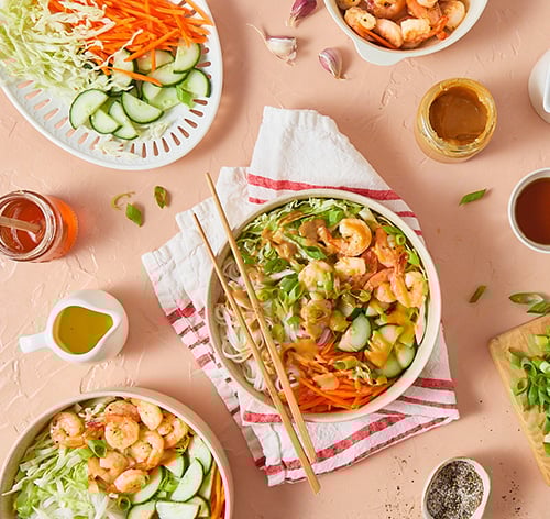 Prawn spring roll-inspired bowls